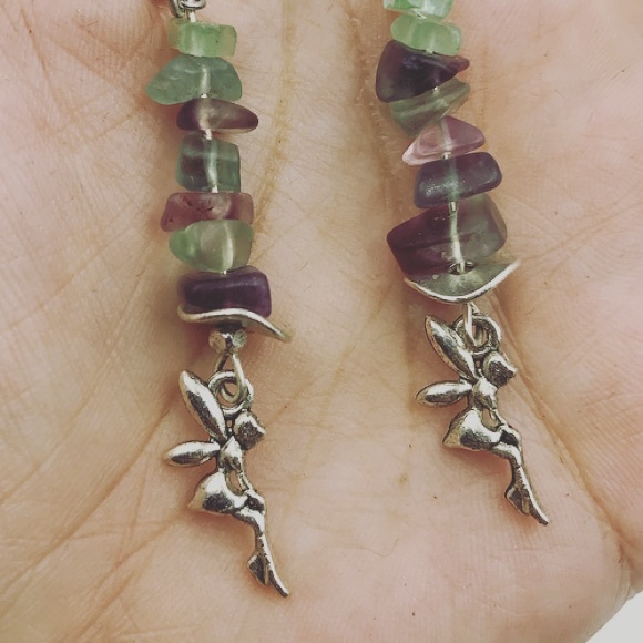 🔴SALE Genuine Fluorite gemstones fairy earrings - Picture 5 of 8